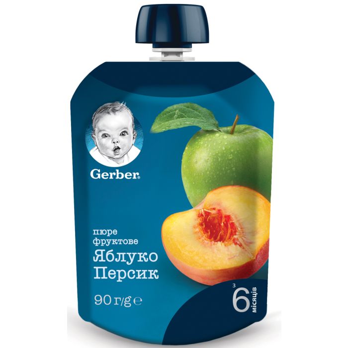 Пюре Gerber яблуко, персик (з 6 місяців) 90 г