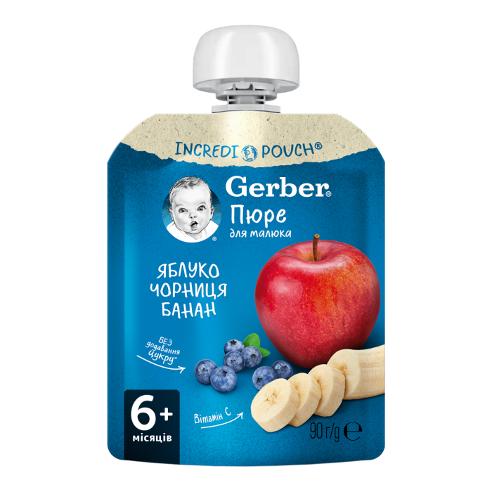 Пюре Gerber яблуко чорниця банан Пауч 90 г