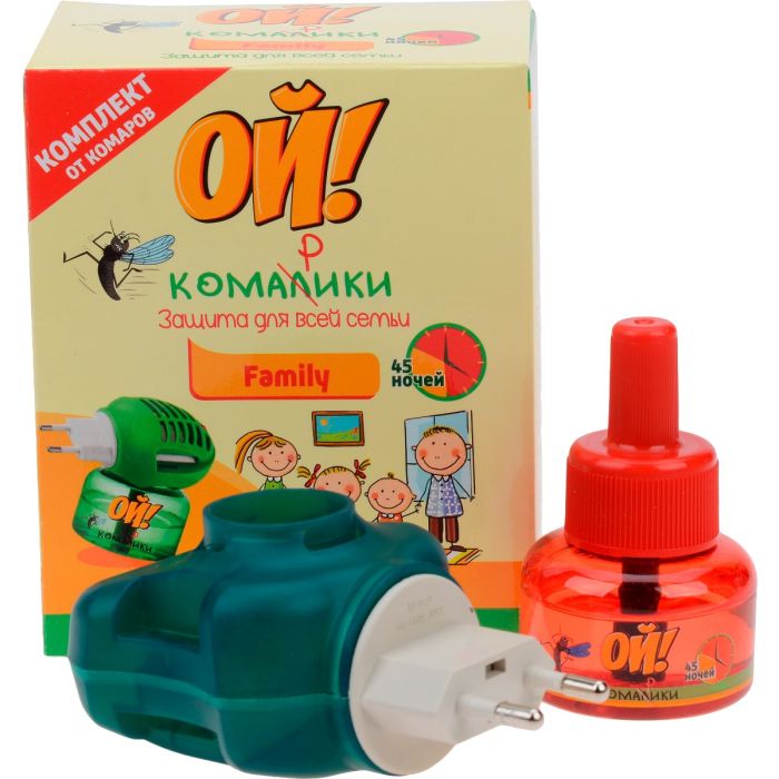 Комплект Ой! Комарики Family электрофумигатор + жидкость от комаров, 30 мл