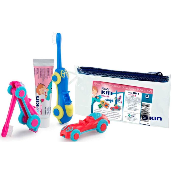 Набір Kin (Кін) Fluor Infantil для подорожей дитяча зубна щітка-машинка+паста 25 мл
