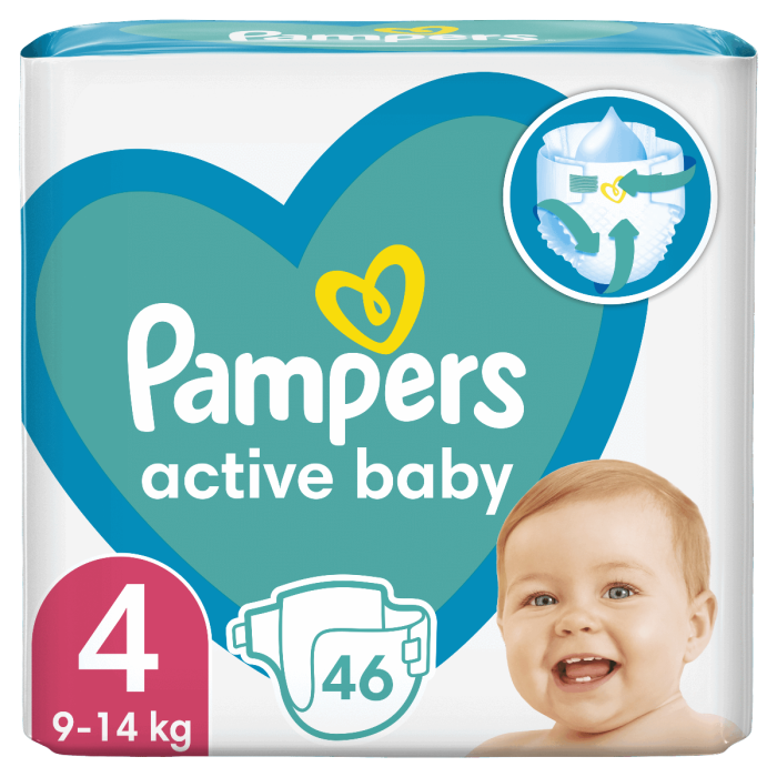 Підгузки Pampers Active Baby розмір 4 (9-14 кг) 46 шт