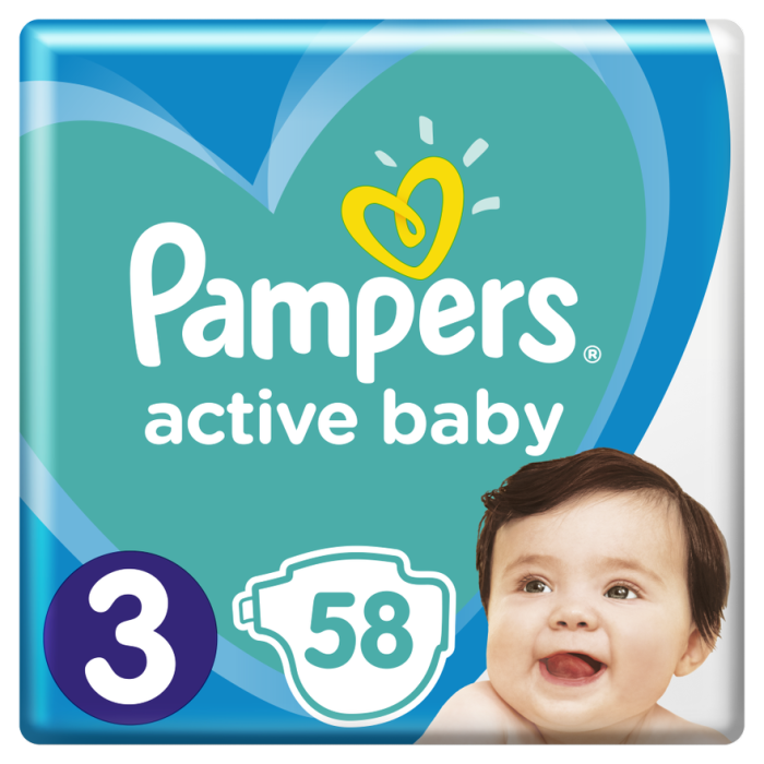 Підгузки Pampers Active Baby-Dry Midi р.3 (6-10 кг) 58 шт