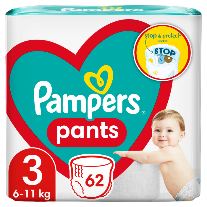 Підгузки-трусики Pampers Pants Розмір 3 (6-11 кг) 62 шт