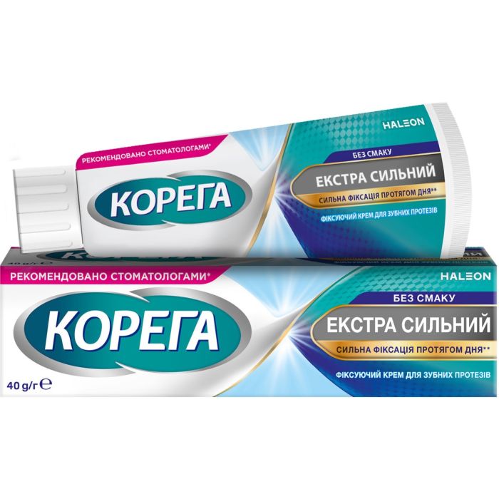 Фіксуючий крем для зубних протезів Корега Екстра Сильний Без Смаку 40 г