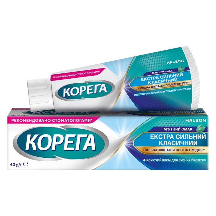 Фіксуючий крем для зубних протезів Корега Екстра Сильний Класичний М'ятний Смак 40 г