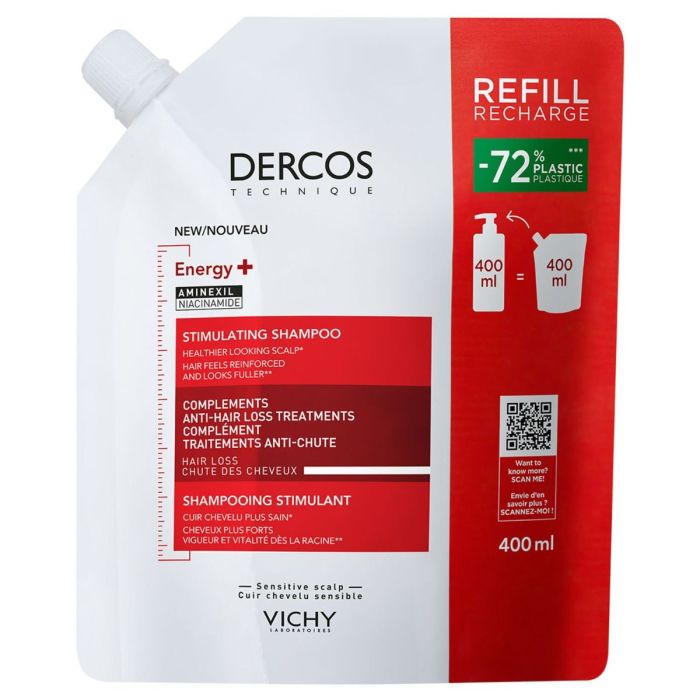 Шампунь Vichy (Виши) Dercos Energy+ тонизирующий с аминексилом и ниацинамидом для борьбы с выпадением волос, 400 мл