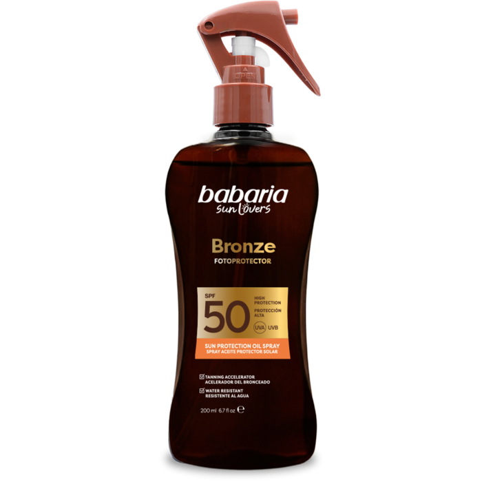 Масло-спрей Babaria (Бабария) для тела для загара с бронзирующим эффектом SPF 50 200 мл