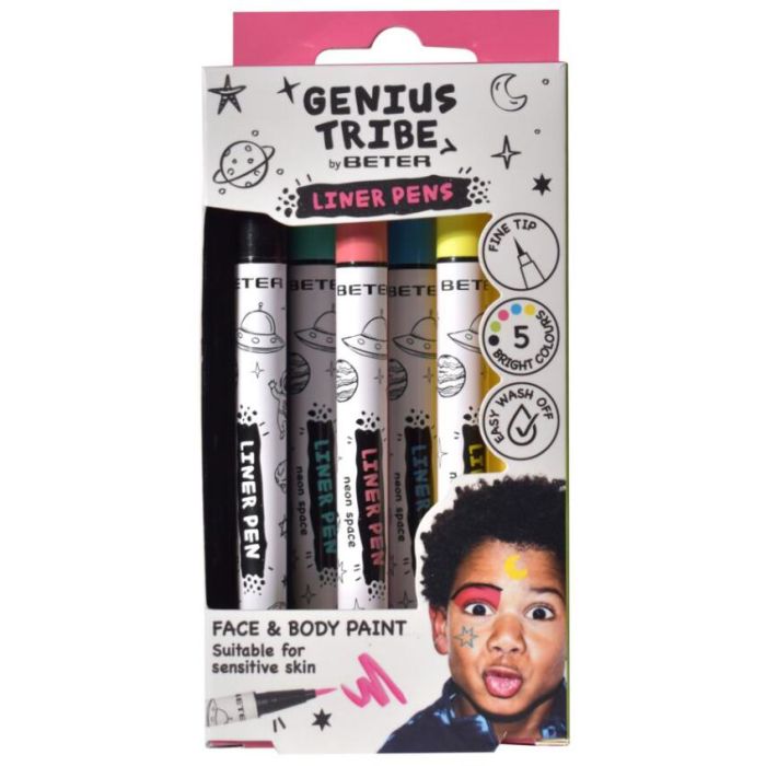 Набір лайнер-пензлів Beter (Бетер) Genius Tribe для обличчя та тіла дитячі, 5 кольорів