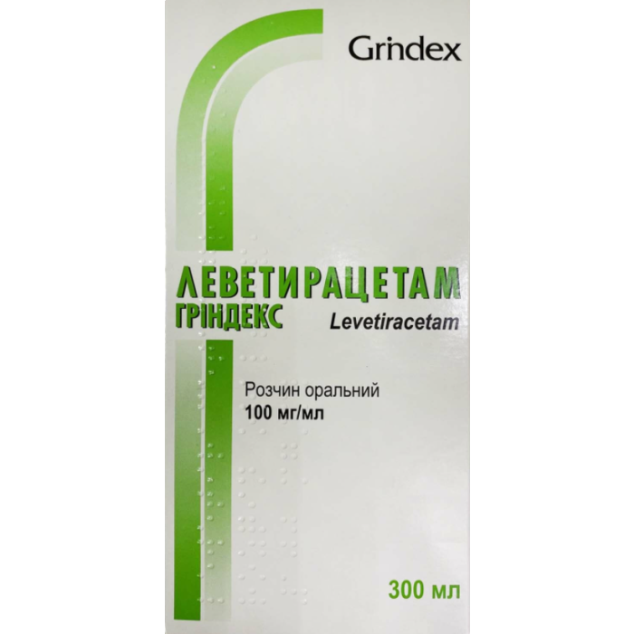 Леветирацетам Гриндекс р-р д/орал.100мг/мл 300мл фл.№1 в комп.с мерн.шприц.