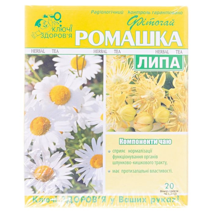Фиточай Ключи Здоровья Ромашка и Липа в фильтр-пакетах №20