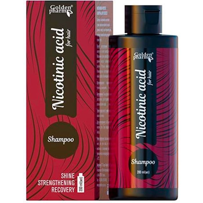 Шампунь для волосся Golden Pharm Нікотинова кислота 200 мл - фото №1 Шампунь для волосся Golden Pharm Нікотинова кислота 200 мл