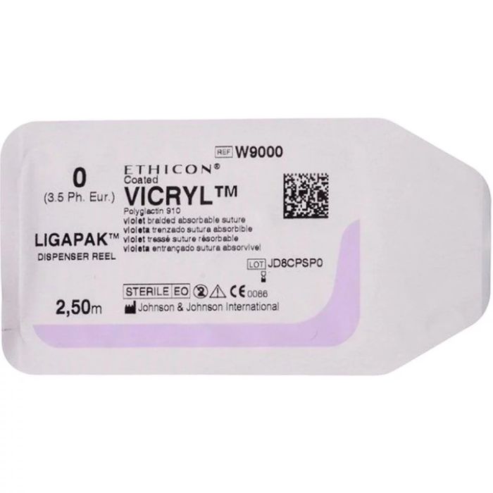 Шовний матеріал Вікрил 0 (W9000) без голки 2,5 м