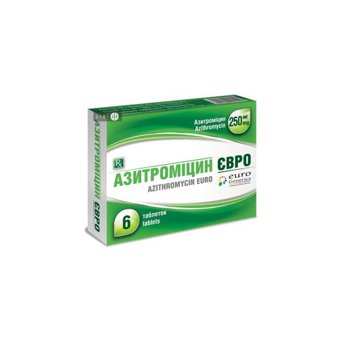 Азитроміцин Євро 250 мг таблетки №6