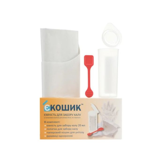Ёмкость для забора кала Екошик с бумажной корзиной для унитаза нестерильная 20 мл