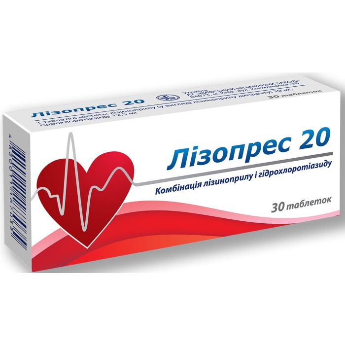 Лізопрес 20 мг таблетки №30