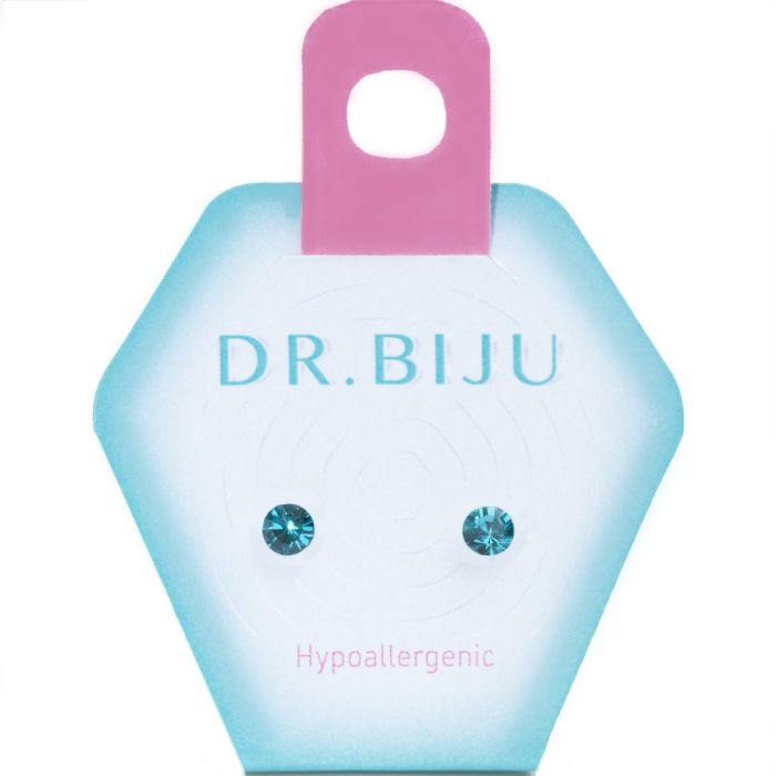 Серьги-иголки Dr.Biju Сириус 4.0 мм Голубой цирконий, детские, 1 пара