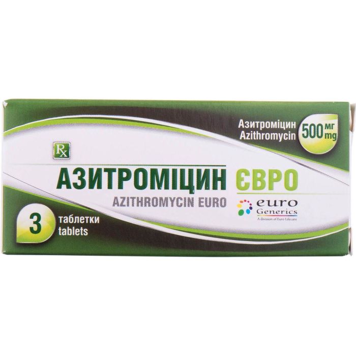 Азитроміцин Євро 500 мг таблетки №3