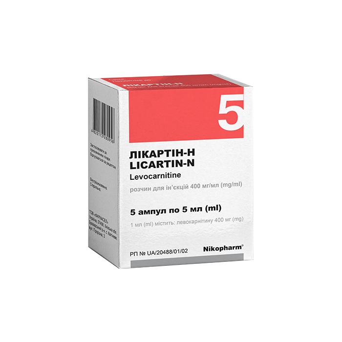 Лікартін-Н розчин для ін'єкцій по 400 мг/мл по 5 мл ампули №5
