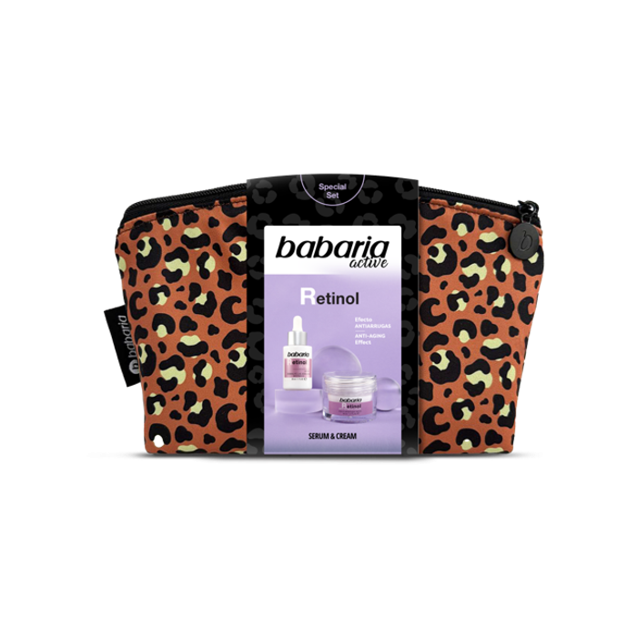 Набор Babaria (Бабария) Ретинол (крем 50 мл + сыворотка 30 мл + косметичка с принтом)