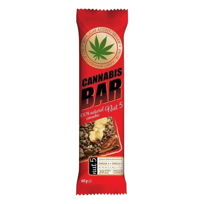 Батончик-Мюслі Cannabis Bar з горіхами і насінням канабісу 40 г
