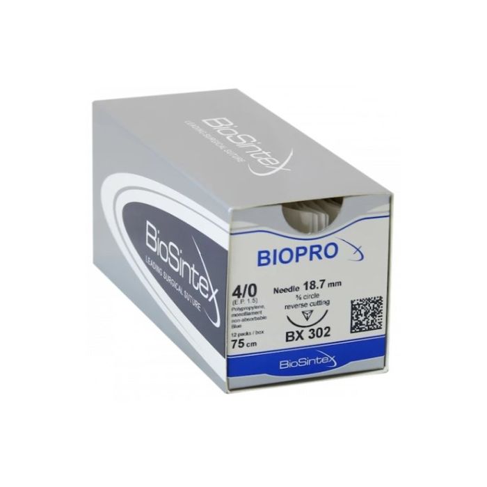 Шовний матеріал Біопро USP 4-0 (3/8 кола) ріжуча голка 18,7 мм 75 см BX302