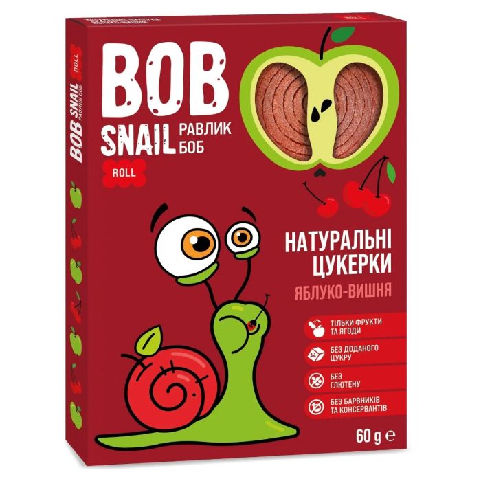 Конфеты Bob Snail (Улитка Боб) яблоко-вишня 60 г