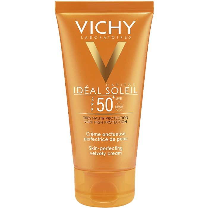 Крем Vichy Capital Soleil Сонцезахисний потрійної дії для нормальної і сухої шкіри обличчя SPF50 50 мл + Вода Vichy термальна в подарунок 50 мл