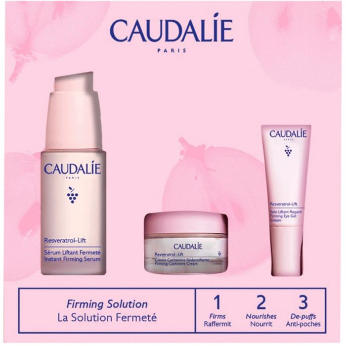 Набор Caudalie (Кодали) Resveratrol-Lift Spring Set 2024 (Сыворотка 30 мл+Гель-крем для контура глаз 5 мл+Кашемир крем 15 мл)