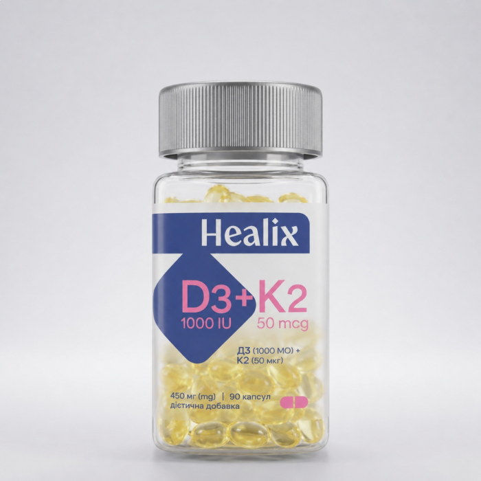 Healix (Хеликс) витамин D3+К2 50 мкг капсулы №90