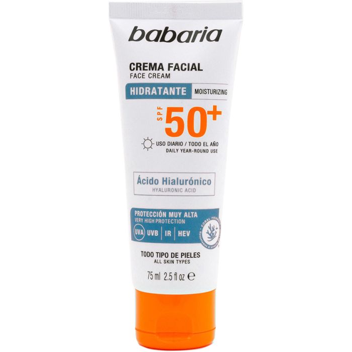 Крем Babaria (Бабария) солнцезащитный для лица с гиалуроновой кислотой SPF50+ 75 мл