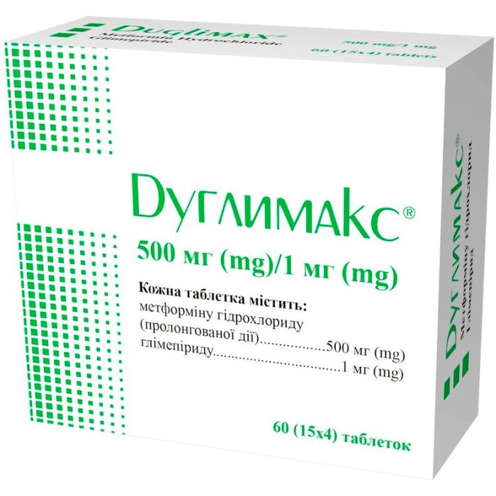 Дуглимакс 500 мг/1 мг таблетки №60