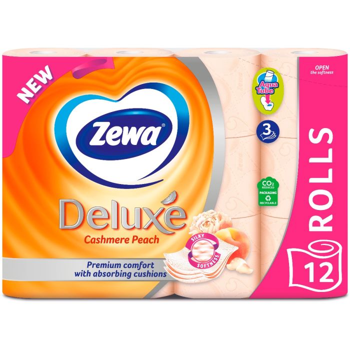 Туалетний папір Zewa Deluxe тришаровий, з ароматом персика, 12 рулонів