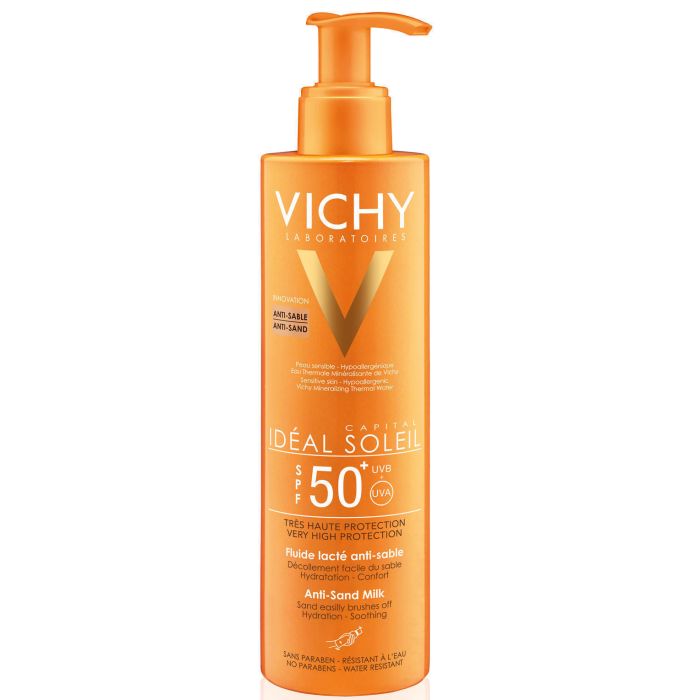 Молочко-флюид Vichy Ideal Soleil солнцезащитное увлажняющее с технологией Анти-Песок SPF50+ 200 мл - фото №1 Молочко-флюид Vichy Ideal Soleil солнцезащитное увлажняющее с технологией Анти-Песок SPF50+ 200 мл