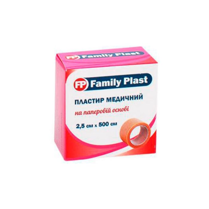 Пластырь Family Plast медицинский на нетканой основе картонная коробка с подвесом 2,5 см*500 см