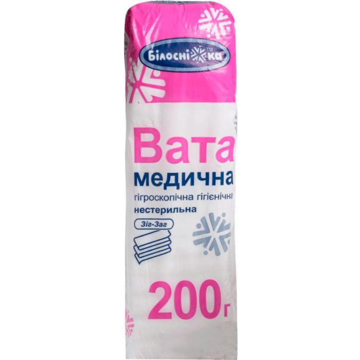 Вата мед. н/ст. 200г гігроск. зіг-заг