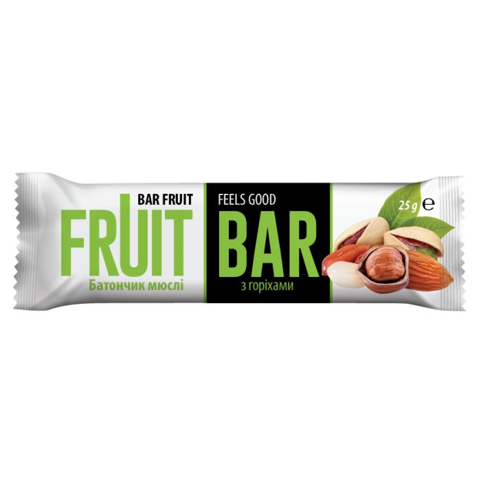 Батончик-Мюслі Fruit Bar в глазурі з горіхами 25 г