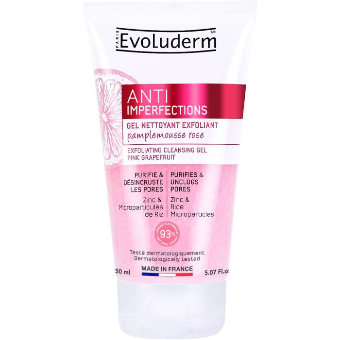 Гель-ексфоліант Evoluderm (Еволюдерм) для обличчя очищуючий з екстрактом рожевого грейпфруту проти недосконалостей шкіри 150 мл 