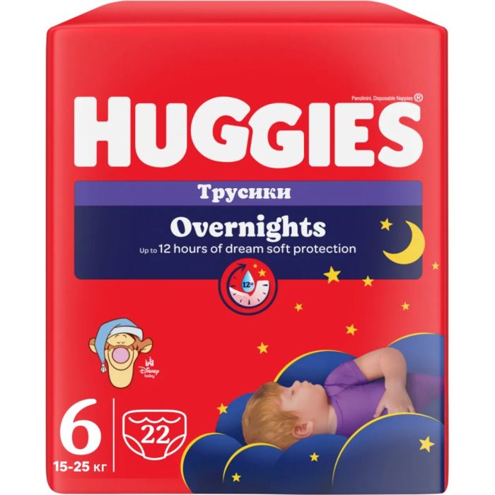 Подгузники-трусики Huggies (Хаггис) Overnight р.6 (15-25 кг) 22 шт.