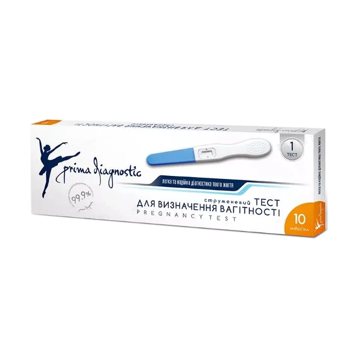 Тест струйный Prima Diagnostic Pregnancy Test для определения беременности чувствительность 10 мМЕ/мл №1