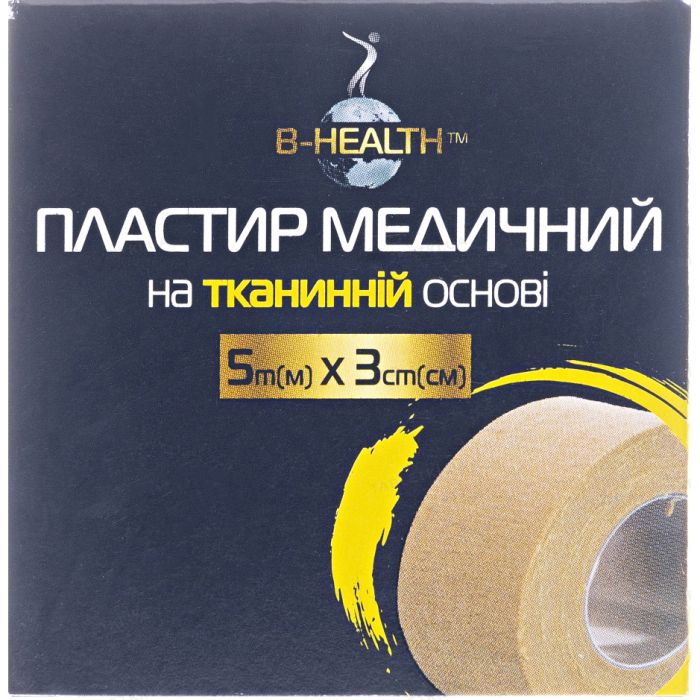 Пластир медичний B-Heаlth на тканинній основі, котушка, розмір 5 м х 3 см