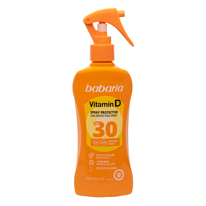 Спрей Babaria (Бабария) солнцезащитный для тела витамин D SPF30 200 мл - фото №1 Спрей Babaria (Бабария) солнцезащитный для тела витамин D SPF30 200 мл