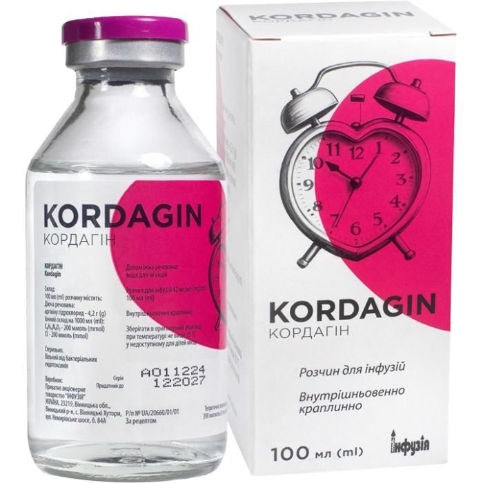 Кордагін розчин для інфузії 42 мг/мл пляшка 100 мл
