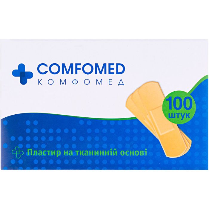 Пластир бактерицидний Comfomed на тканинній основі 1,9 х7, 2 см, 100 шт.