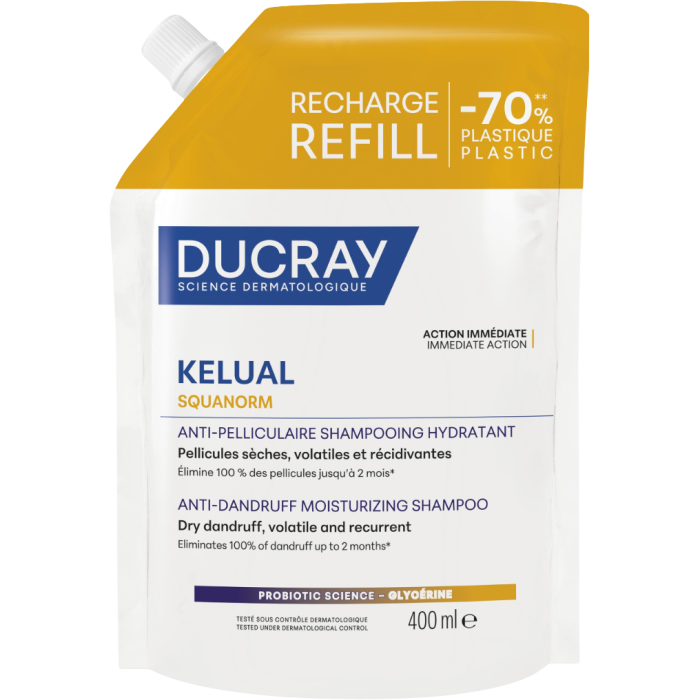 Шампунь Ducray (Дюкрей) Kelual Squanorm зволожуючий проти сухої лупи рефіл 400 мл
