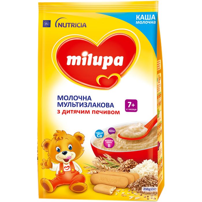 Каша Milupa молочная мультизлакова з дитячим печівом (з 7 місяців) 210 г
