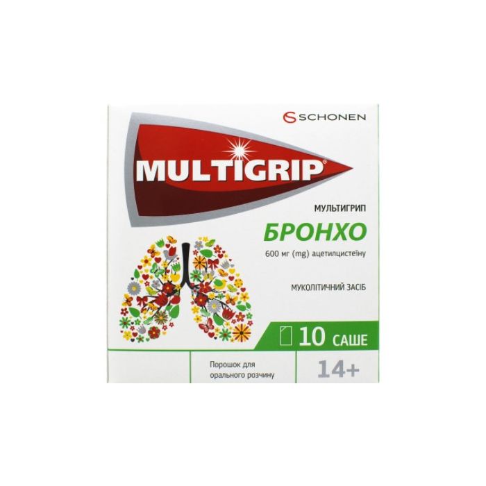 Мультигрипп бронхо 600 мг порошок саше 3 г №10