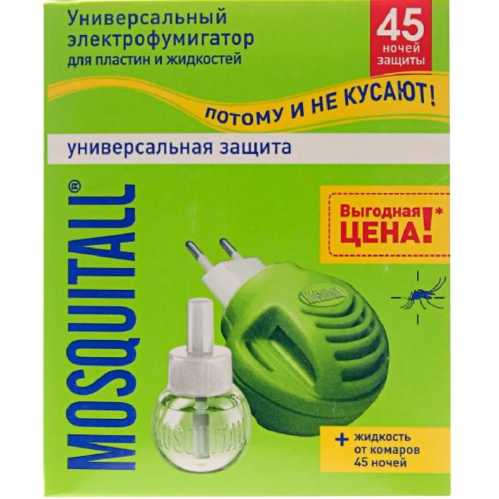 Пристрій Mosquitall + рідина Універсальний захист від комарів 45 ночей, 30 мл