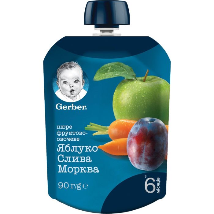 Пюре фруктово-овочеве Gerber Яблуко слива морква, 90 г