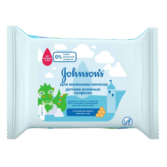 Антибактеріальні дитячі вологі серветки Johnsons Для маленьких непосид 25 шт