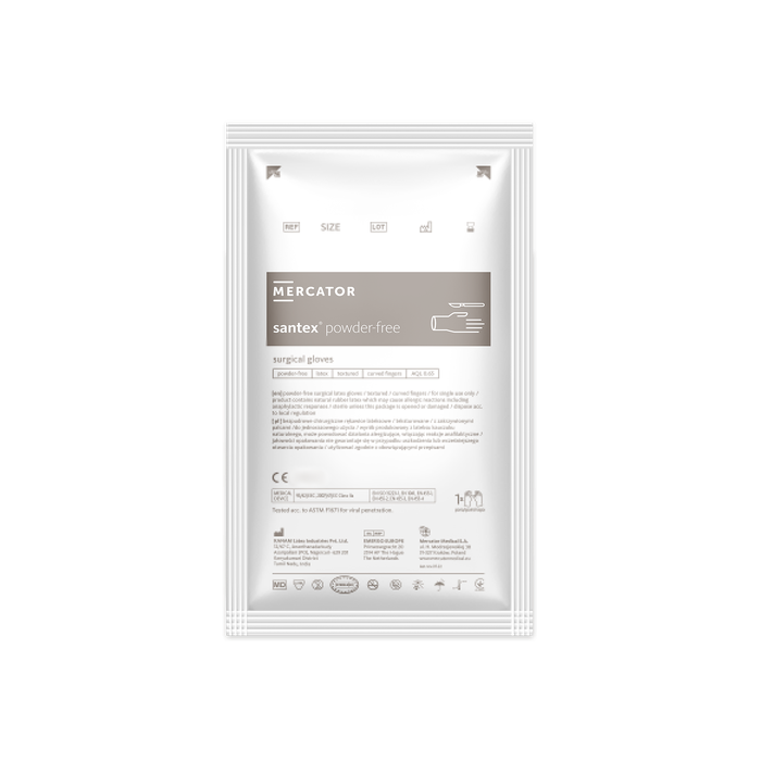 Рукавички хірургічні Santex латексні непудровані стерильні, р.7, пара